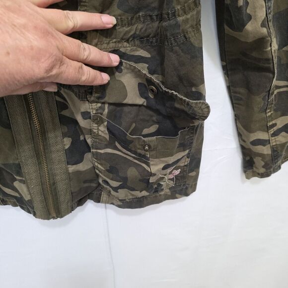 Womens Camo Jacket Utility Cargo Floral Embroidered Cotton Med Ashley by 26 Intl - Picture 6 of 14